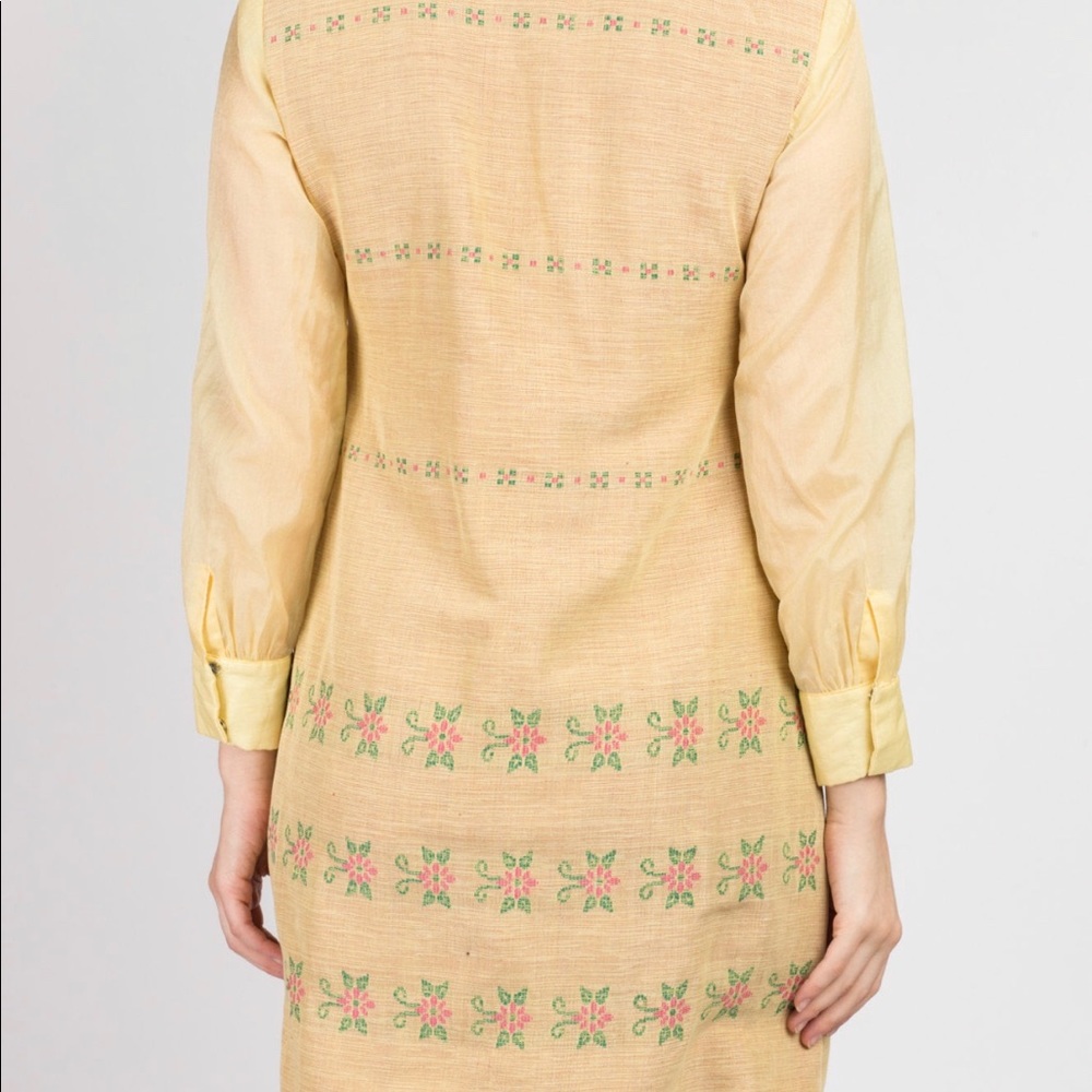 Vintage 60s yellow rose buttoned shift dress in yellow size medium